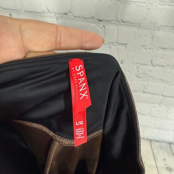 Spanx Ready to Wow Faux Leather Legging Women Large Brown High Waist Shaping - Picture 10 of 15